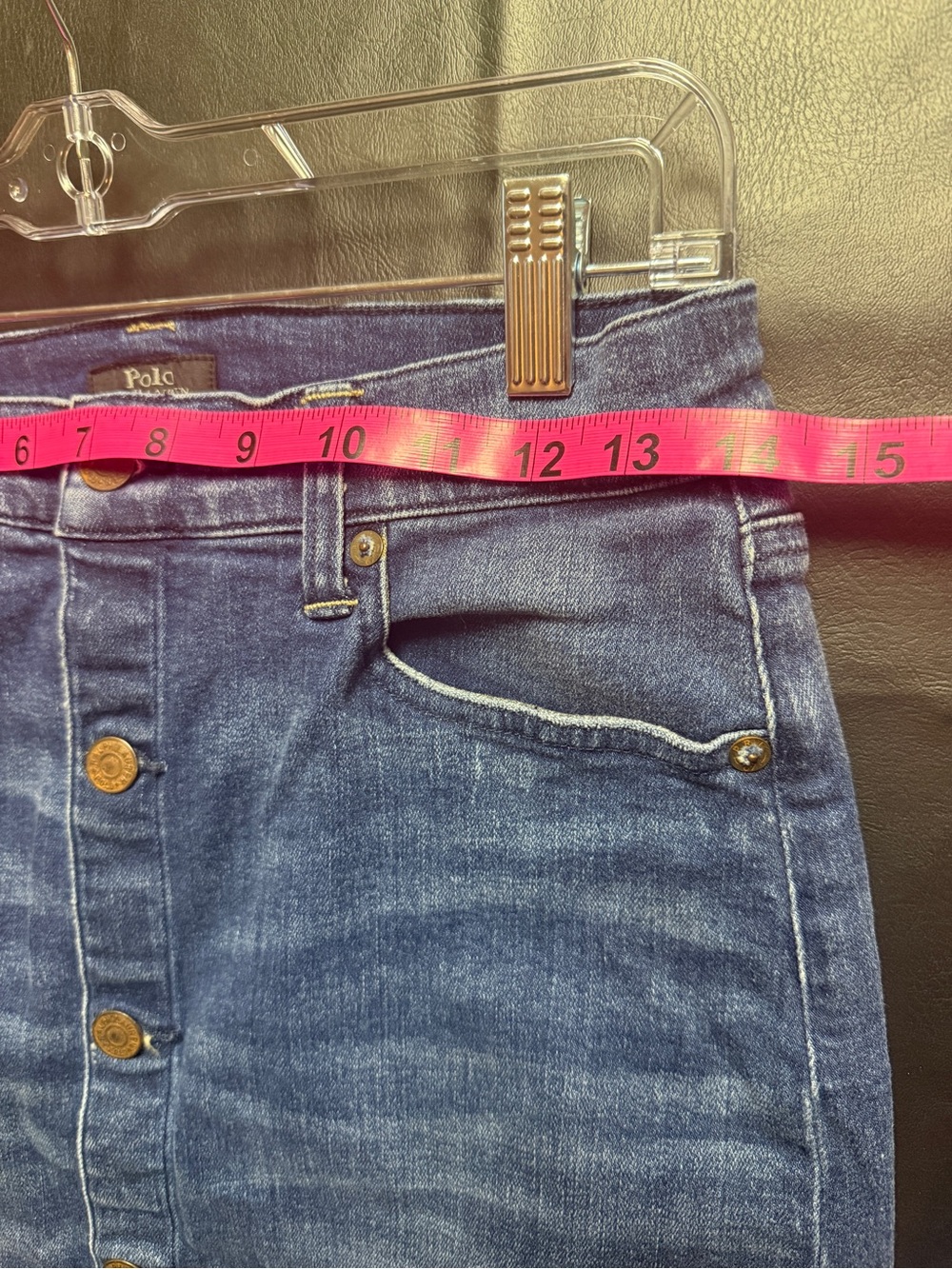 Polo Ralph Lauren Button-Front Denim Midi Pencil Skirt Blue Size 2 - Picture 6 of 9